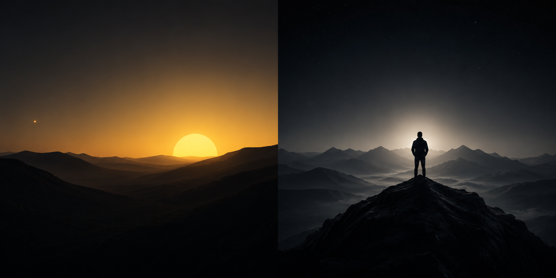 A quiet mountain horizon at dusk